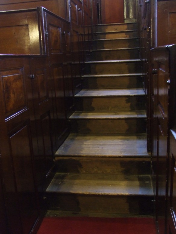 stairs, unitarian chapel, belper, derbyshire. stairs, unitarian chapel, belper, derbyshire.