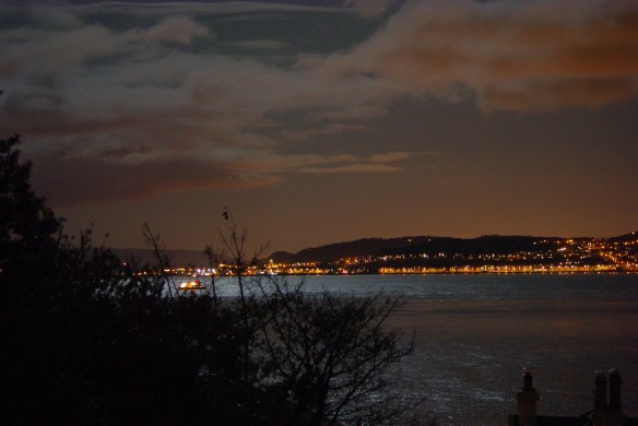 the clyde, november, nightime, western ferries, dunoon