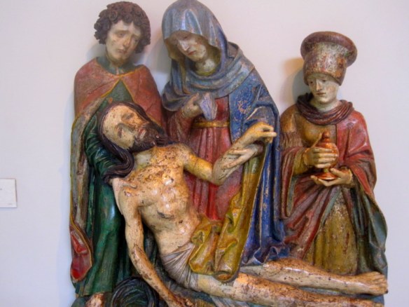 Carved statues, mary, jesus