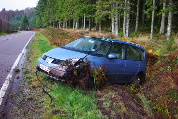 car in ditch