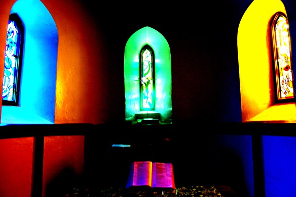 Interior, rock chapel, high contrast
