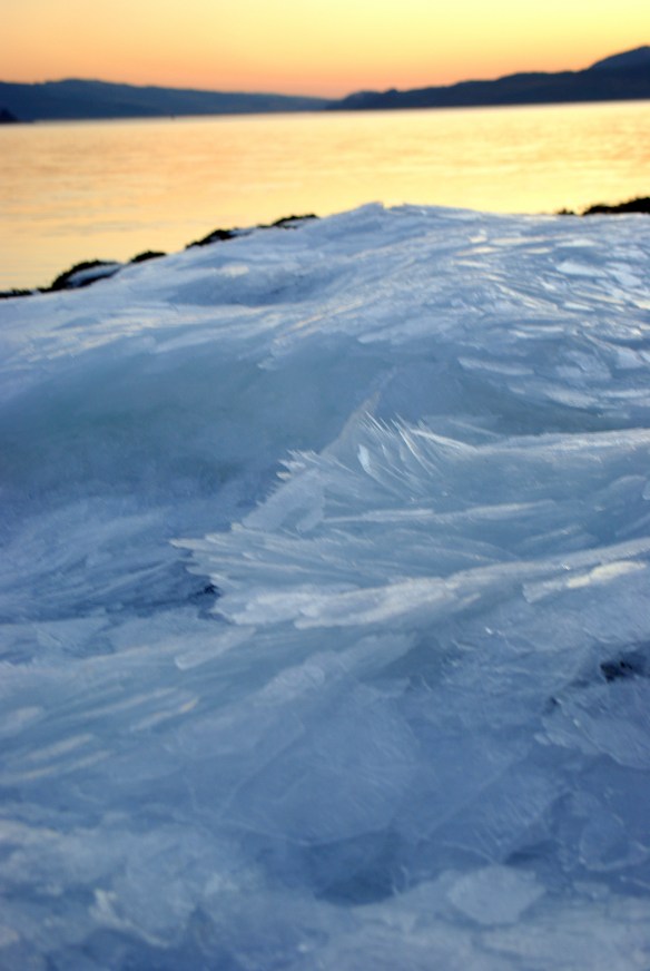 Ice, loch Fyne, sunset