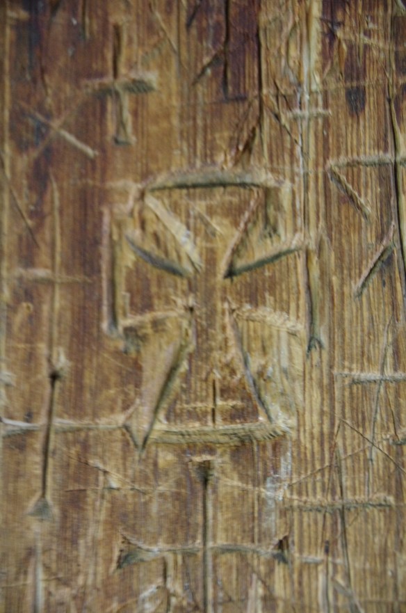 Ancient graffiti, stave church, Norway